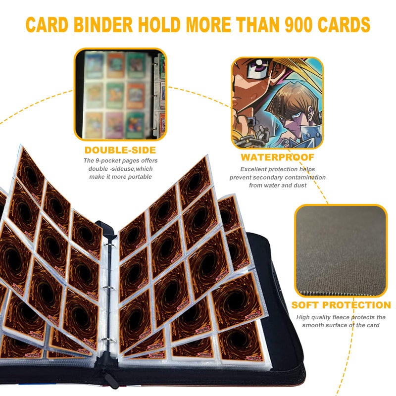 sabermaster Trading YGO Card Binder  Fits 900 Cards Card Collector Album Holder with 50 Removable Sleeves Toys Gifts for Boys Girls - Image 5